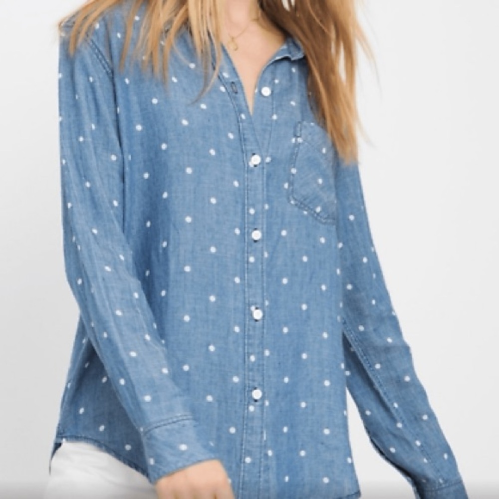 Rails Blue Polka Dot Women's Top - Picture 2 of 10